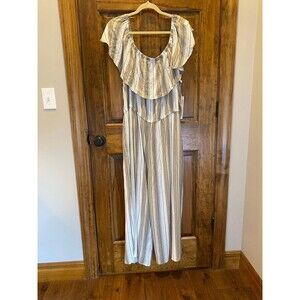 Tribal Womens Off  Shoulder Striped Cropped Leg Plus XXL NWT Slimming Jumpsuit
